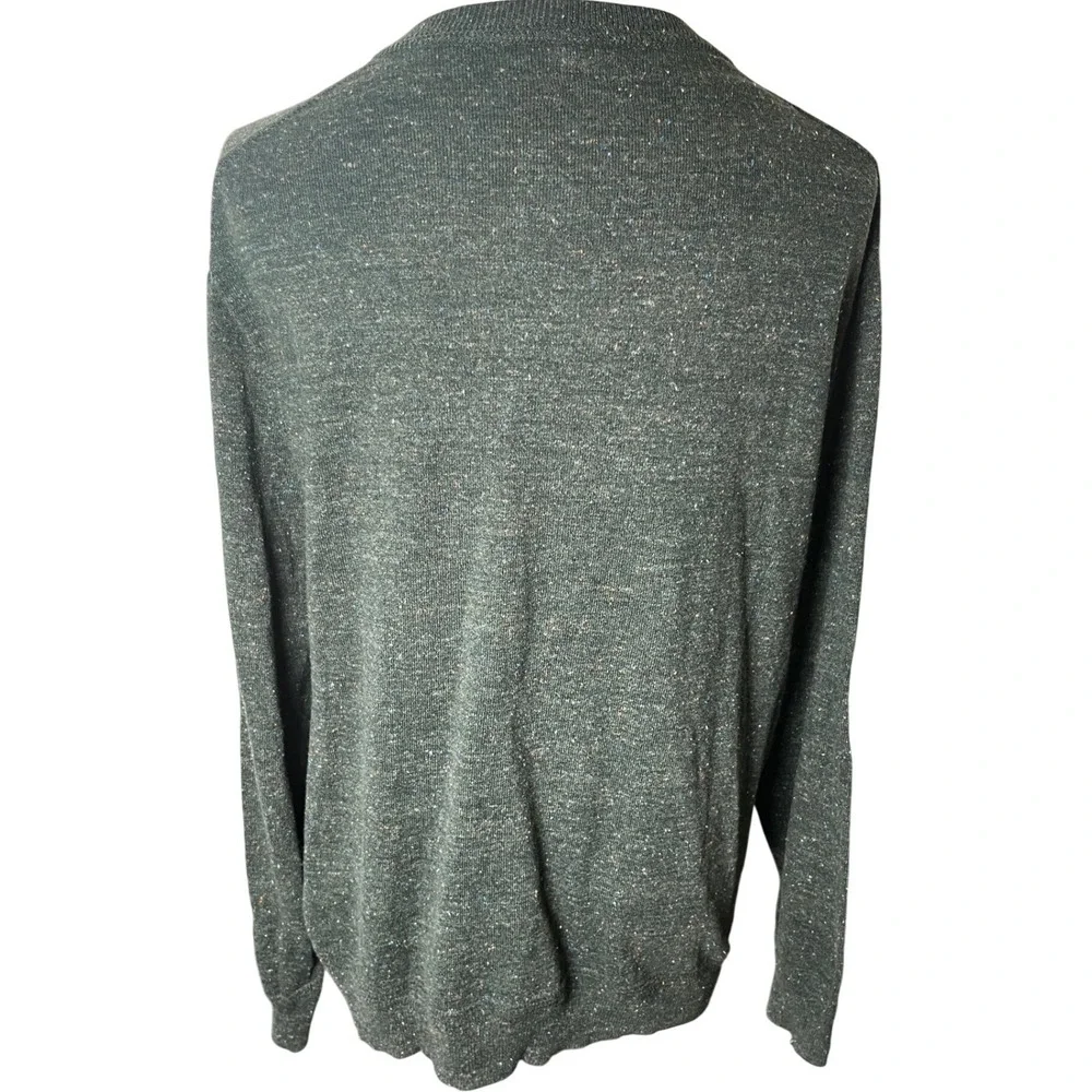 Heritage Green Flecked Henley Knit Sweater Cotton Silk‎ J.Crew Mens Medium